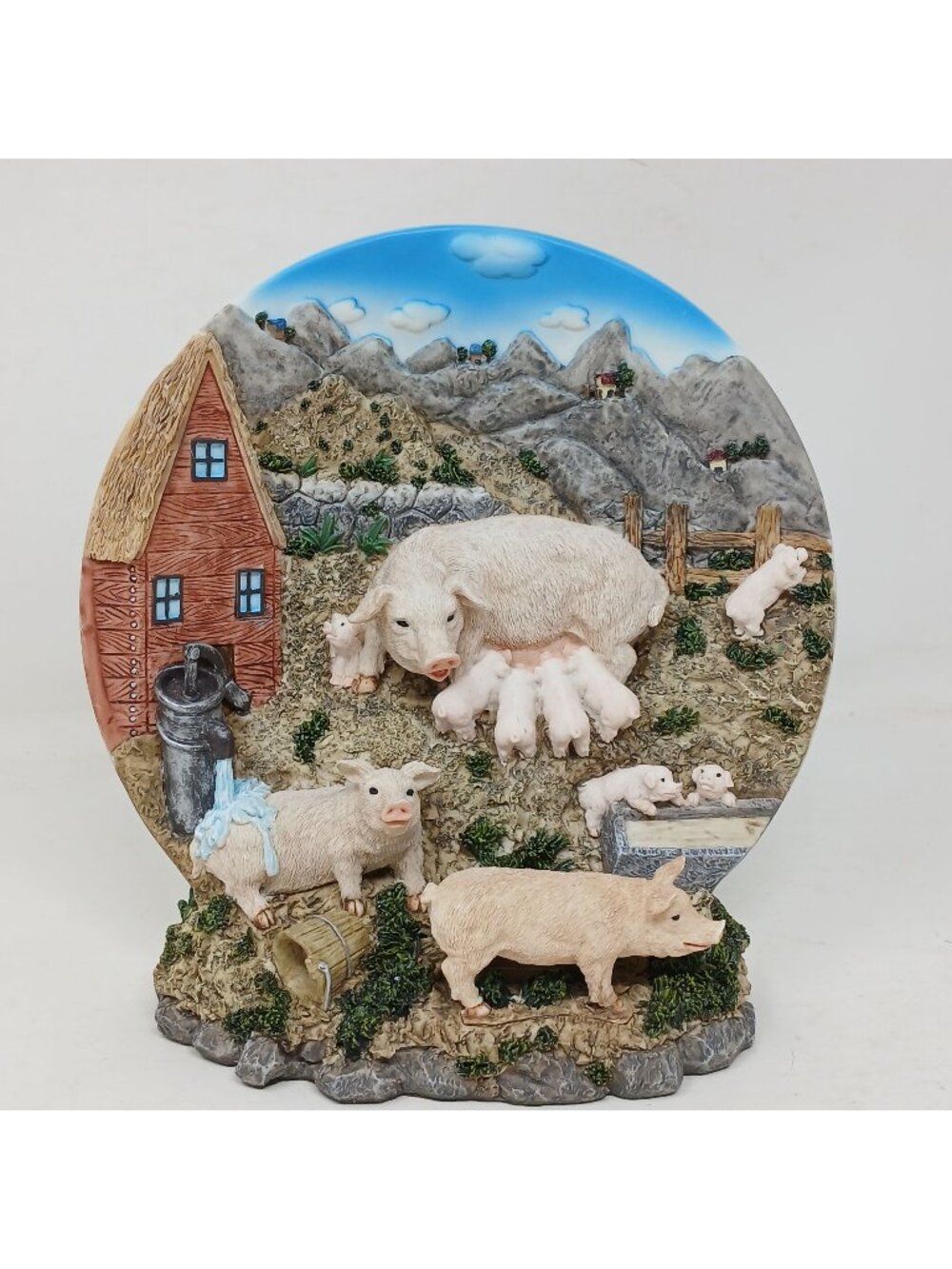 Herco Gift Farmyard Decorative Plate Pig Piglet Family 3D Farmer Country #WS-2